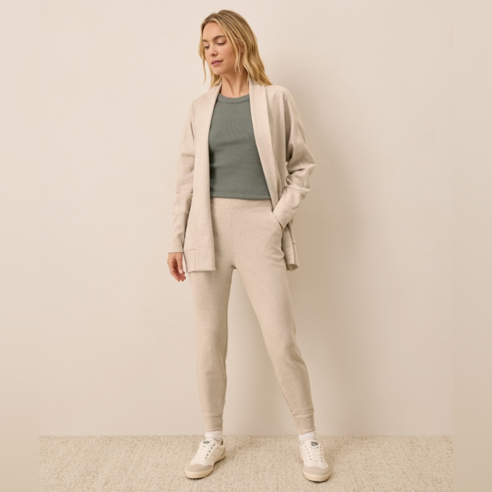 Pact Cream Knit Jogger and Cardigan Set